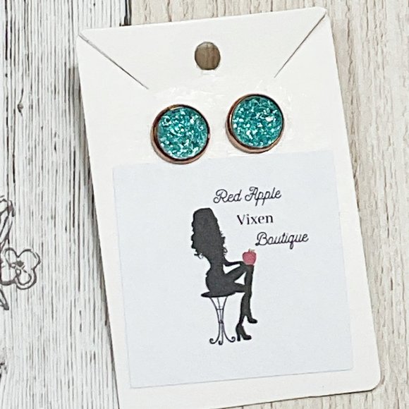 Blue Druzy Earrings - Picture 1 of 3